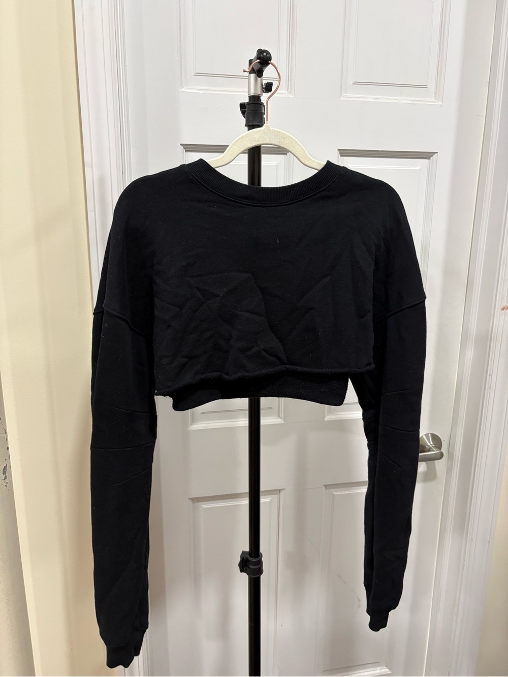 ALO Black Super Crop Crewneck